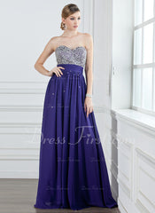 A-Line/Princess Sweetheart Floor-Length Chiffon Prom Dress With Ruffle Beading Sequins (018004908)