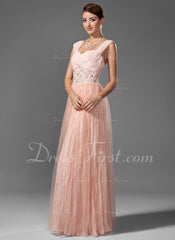 A-Line/Princess Sweetheart Floor-Length Chiffon Prom Dress With Ruffle Beading (018005043)