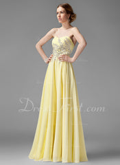 A-Line/Princess Sweetheart Floor-Length Chiffon Prom Dress With Ruffle Beading (018004901)