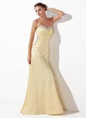 A-Line/Princess Sweetheart Floor-Length Charmeuse Prom Dress With Ruffle Beading Sequins (018004827)