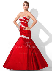 Trumpet/Mermaid Sweetheart Floor-Length Taffeta Prom Dress With Ruffle Lace Beading Sequins (018004955)