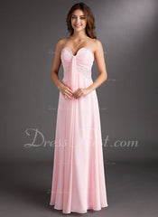 A-Line/Princess Sweetheart Floor-Length Chiffon Prom Dress With Ruffle Beading (018004853)